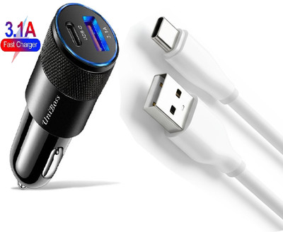 UniBoss 38 W Qualcomm Certified Turbo Car Charger(Black, With USB Cable)