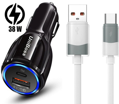 UniBoss 38 W Qualcomm Certified Turbo Car Charger(Black, With USB Cable)