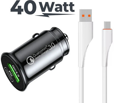 UniBoss 40 W Qualcomm Certified Turbo Car Charger(Black, With USB Cable)