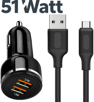 UniBoss 51 W Qualcomm Certified Turbo Car Charger(Black, With USB Cable)