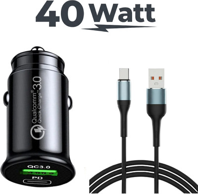 UniBoss 40 W Qualcomm Certified Turbo Car Charger(Black, With USB Cable)