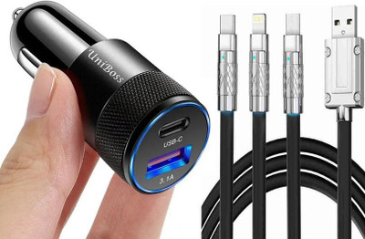 UniBoss 33 W Qualcomm Certified Turbo Car Charger(Black, With USB Cable)