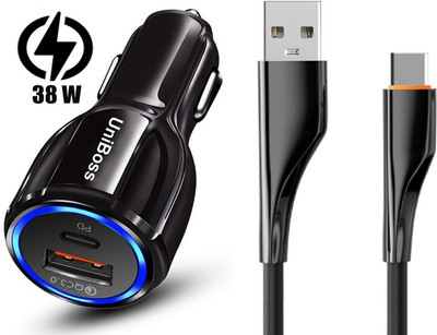UniBoss 38 W Qualcomm Certified Turbo Car Charger(Black, With USB Cable)