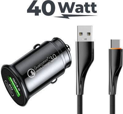UniBoss 40 W Qualcomm Certified Turbo Car Charger(Black, With USB Cable)