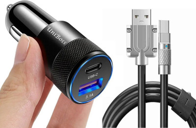 UniBoss 33 W Qualcomm Certified Turbo Car Charger(Black, With USB Cable)