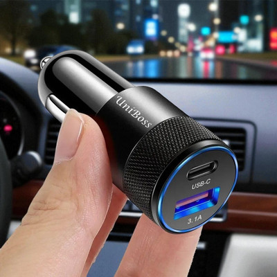UniBoss 44 W Qualcomm Certified Turbo Car Charger(Black)