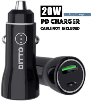 Ditto Hub 20 W Turbo Car Charger(Black)