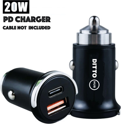 Ditto Hub 20 W Turbo Car Charger(Black)