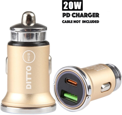 Ditto Hub 20 W Turbo Car Charger(Gold)