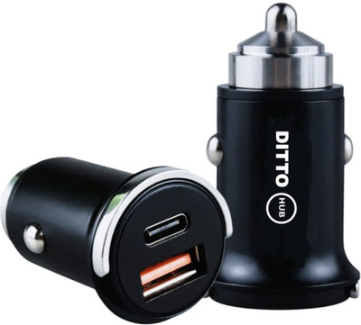 Ditto Hub 25 W Turbo Car Charger(Black)