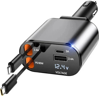 orion tech 4.1 Amp Qualcomm 3.0 Turbo Car Charger(Black, With USB Cable)