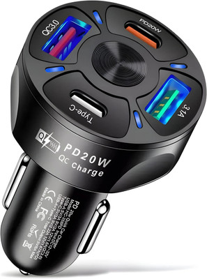 Wavenex 100 W Qualcomm Certified Turbo Car Charger(Black)