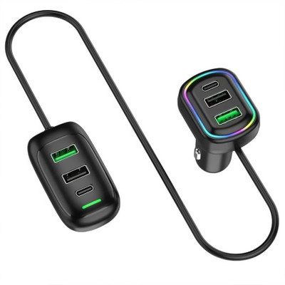 GLARIXA 4.8 Amp Turbo Car Charger(Black, With USB Cable)