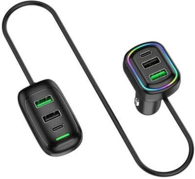 GLARIXA 4.8 Amp Turbo Car Charger(Black, With USB Cable)