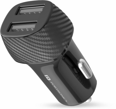 Portronics 12 W Turbo Car Charger(Black, With USB Cable)
