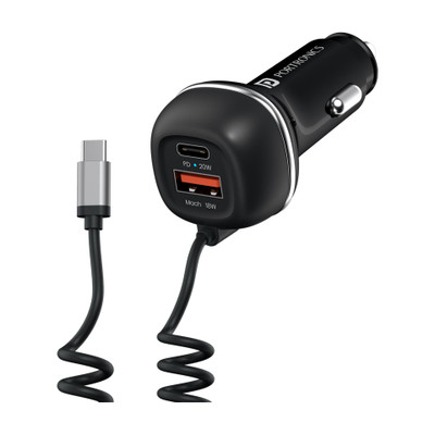 Portronics 3 Amp Turbo Car Charger(Black, With USB Cable)