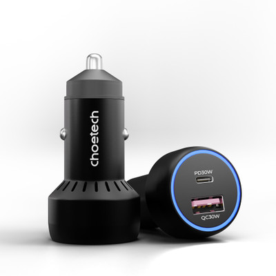 CHOETECH 60 W Qualcomm 3.0 Turbo Car Charger(Black)