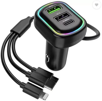RGV 48 W Qualcomm Certified Turbo Car Charger(Black, With USB Cable)