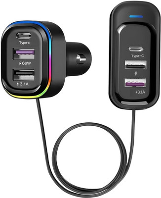 GLARIXA 4.8 Amp Turbo Car Charger(Black, With USB Cable)