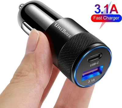 UniBoss 3.1 Amp Qualcomm 3.0 Turbo Car Charger(Black, With USB Cable)