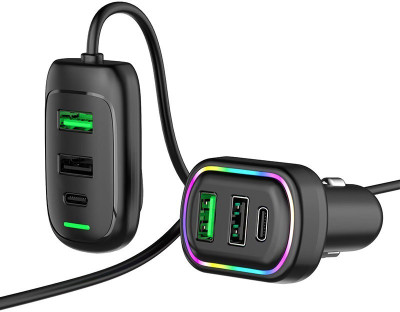 GLARIXA 4.8 Amp Turbo Car Charger(Black, With USB Cable)