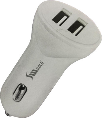 SM Gold 3.4 Amp Turbo Car Charger(White, With USB Cable)