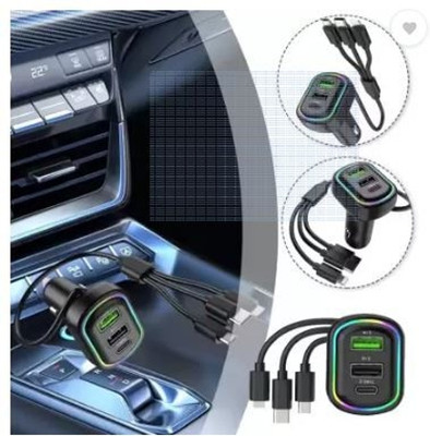 FITUP 3.1 Amp Turbo Car Charger(Black, With USB Cable)