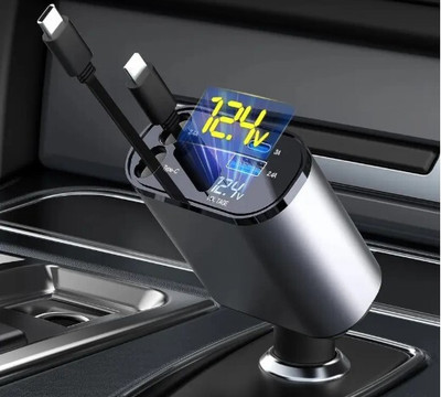 D2N 120 Amp Qualcomm 3.0 Turbo Car Charger(Black, With USB Cable)