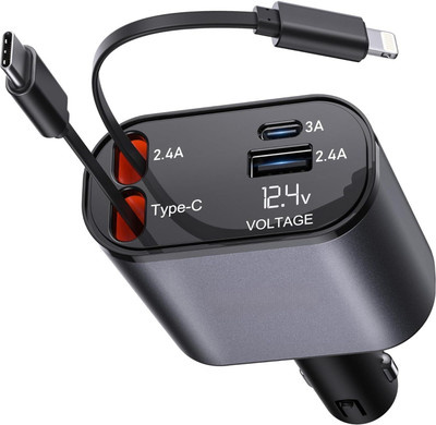 Fitpro 120 W Qualcomm 3.0 Turbo Car Charger(Black, With USB Cable)