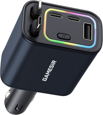 GameSir 120 W Qualcomm Certified Turbo Car Charger(Grey, With USB Cable)
