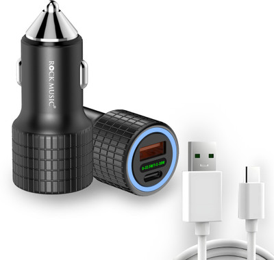 JAXTER 55 W Qualcomm Certified Turbo Car Charger(Black, With USB Cable)