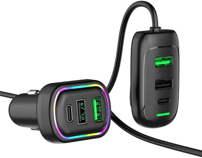 GLARIXA 4.8 Amp Turbo Car Charger(Black, With USB Cable)