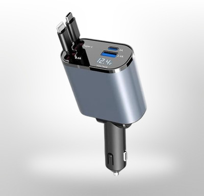 HGT 120 W Qualcomm Certified Turbo Car Charger(Blue, With USB Cable)