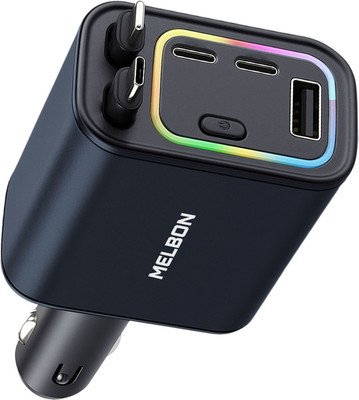 Melbon 120 W Qualcomm Certified Turbo Car Charger(Grey, With USB Cable)