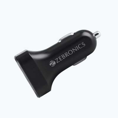ZEBRONICS 2.1 Amp Qualcomm Certified Turbo Car Charger(Black, With USB Cable)