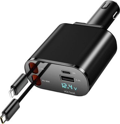 JIWAKI 3 Amp Qualcomm Certified Turbo Car Charger(Black, With USB Cable)
