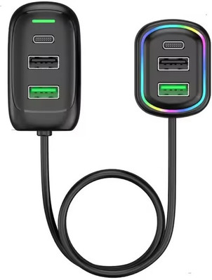 GLARIXA 4.8 Amp Turbo Car Charger(Black, With USB Cable)