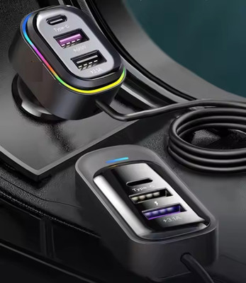 GLARIXA 4.8 Amp Turbo Car Charger(Black, With USB Cable)