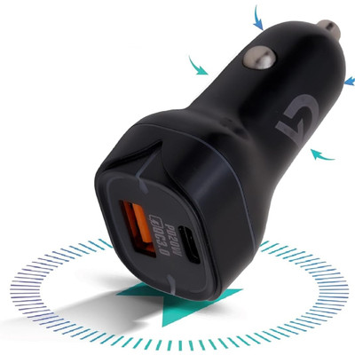 VoiDrop 38 W Qualcomm 3.0 Turbo Car Charger(Black, With USB Cable)