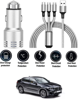 AYW 24 W Turbo Car Charger(Black, Silver, With USB Cable)
