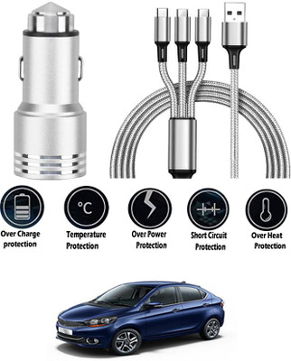 AYW 24 W Turbo Car Charger(Black, Silver, With USB Cable)