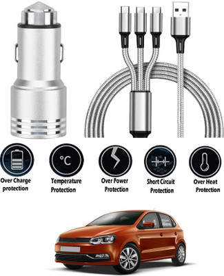 AYW 24 W Turbo Car Charger(Black, Silver, With USB Cable)