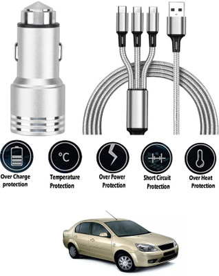 AYW 24 W Turbo Car Charger(Black, Silver, With USB Cable)