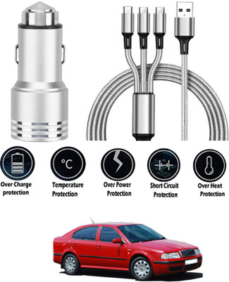 AYW 24 W Turbo Car Charger(Black, Silver, With USB Cable)