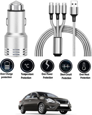 AYW 24 W Turbo Car Charger(Black, Silver, With USB Cable)