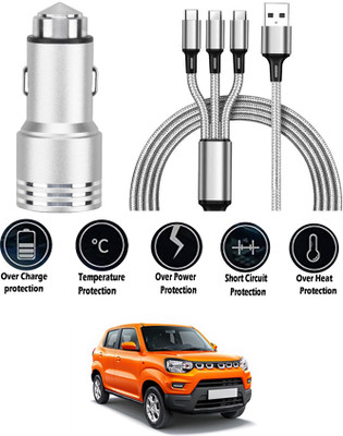 AYW 24 W Turbo Car Charger(Black, Silver, With USB Cable)