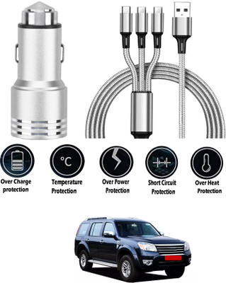 AYW 24 W Turbo Car Charger(Black, Silver, With USB Cable)