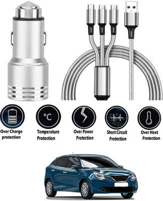 AYW 24 W Turbo Car Charger(Black, Silver, With USB Cable)
