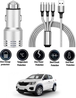 AYW 24 W Turbo Car Charger(Black, Silver, With USB Cable)