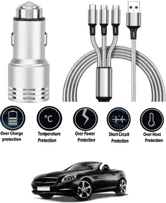 AYW 24 W Turbo Car Charger(Black, Silver, With USB Cable)